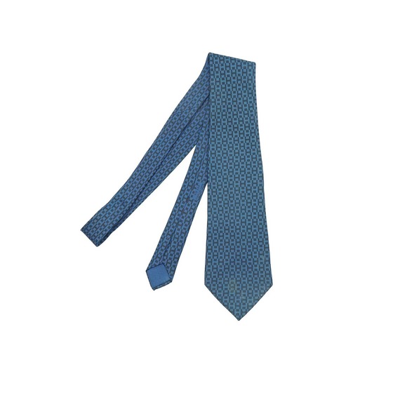 Hermes Men's Blue Logo Tie - Used
